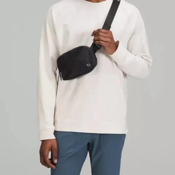 NEW lululemon athletics Belt Bag 1L Crossover Slingbag Purse Black White Logo - Picture 7 of 8